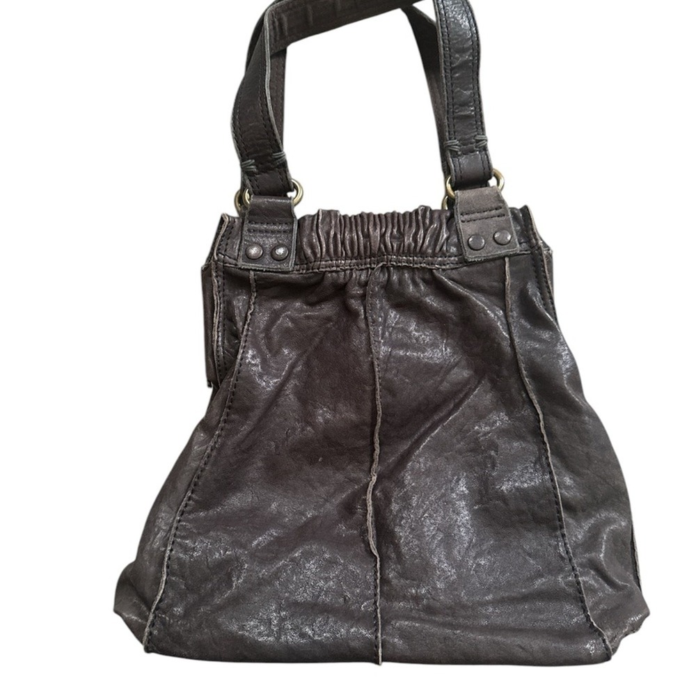 Luck Brand boho Dk Brown  Leather Shoulder Bag with Ruched Top y2K